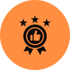 Excellence medal with stars and thumbs up